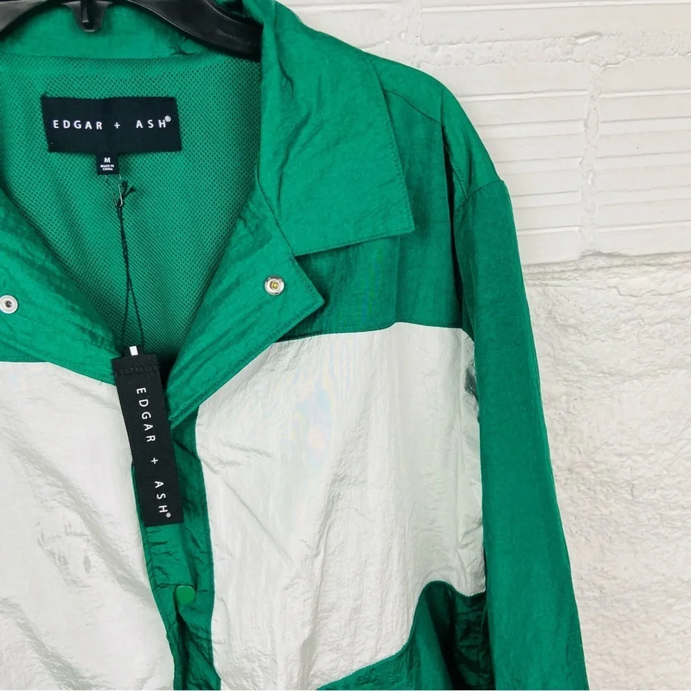 NWT EDGAR + ASH green windbreaker retro jacket size medium